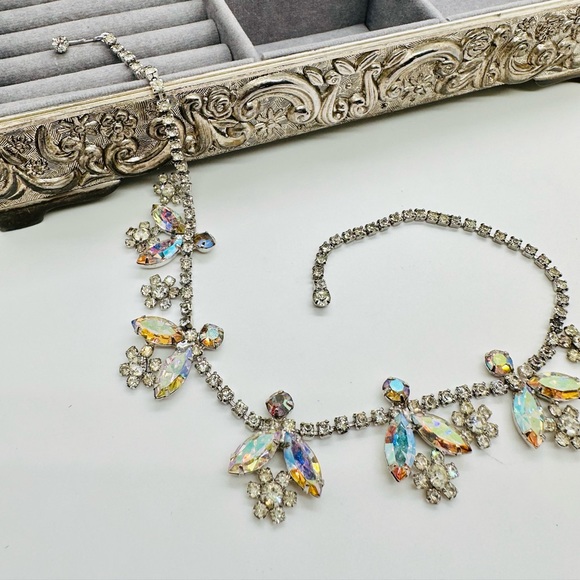 Vintage AB Crystal rhinestone Necklace SO GORGEOUS! - Picture 16 of 17